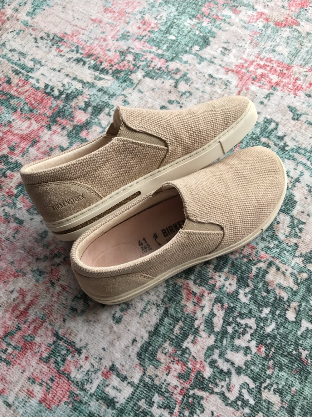 Birkenstock Men’s Slip-On Canvas Loafers in Beige